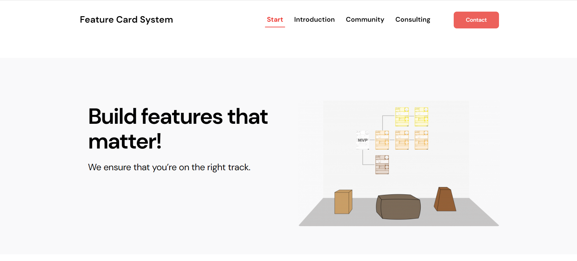 Screenshot der Website von Feature Card System