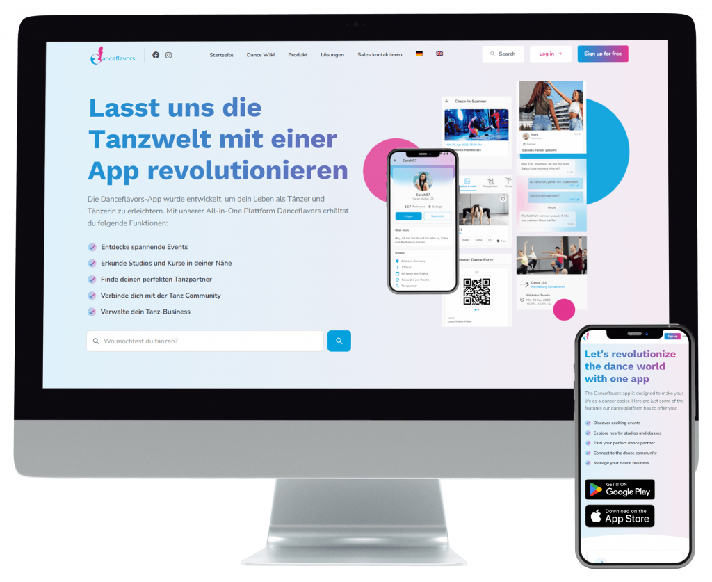 Computer & Handy Mockup; danceflavors Landingpage