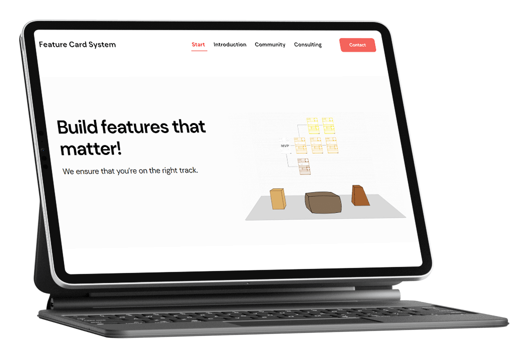 Ipad Mockup; landingpage von Feature Card System