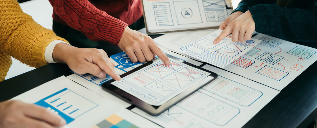 Prototyping im Webdesign, viele verschiedene Mitarbeiter