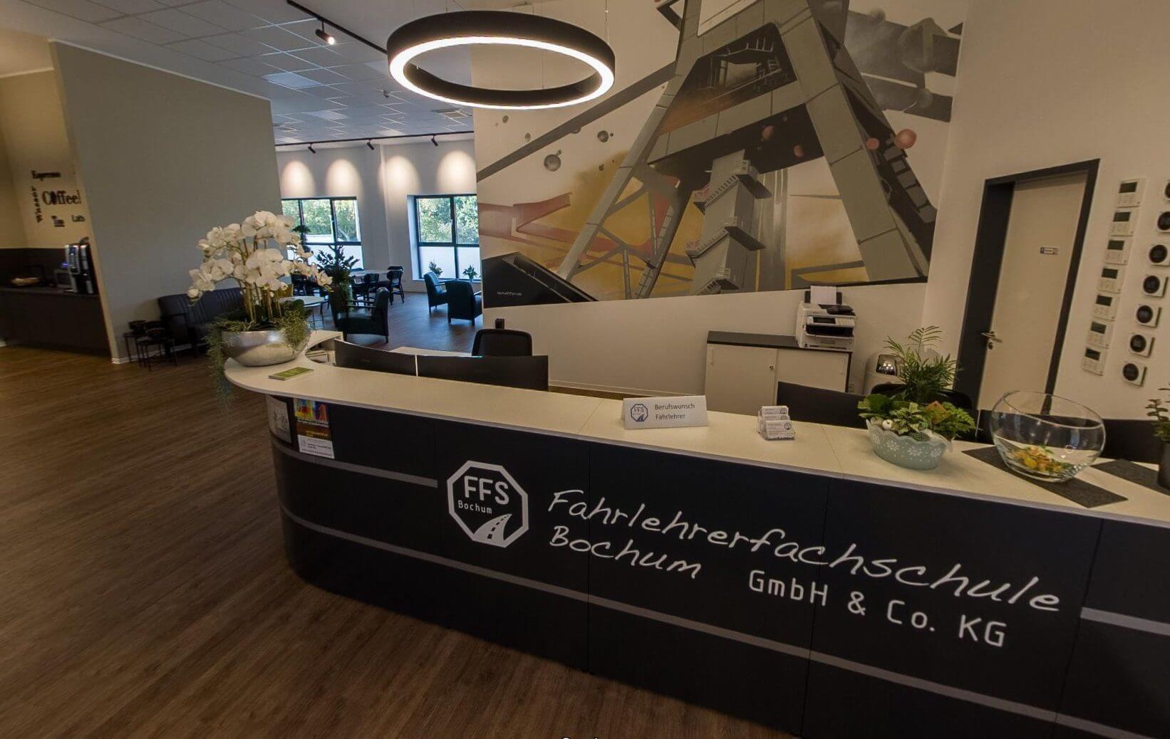 Aufnahme von der Rezeption der Fahrlehrerfachschule Bochum
