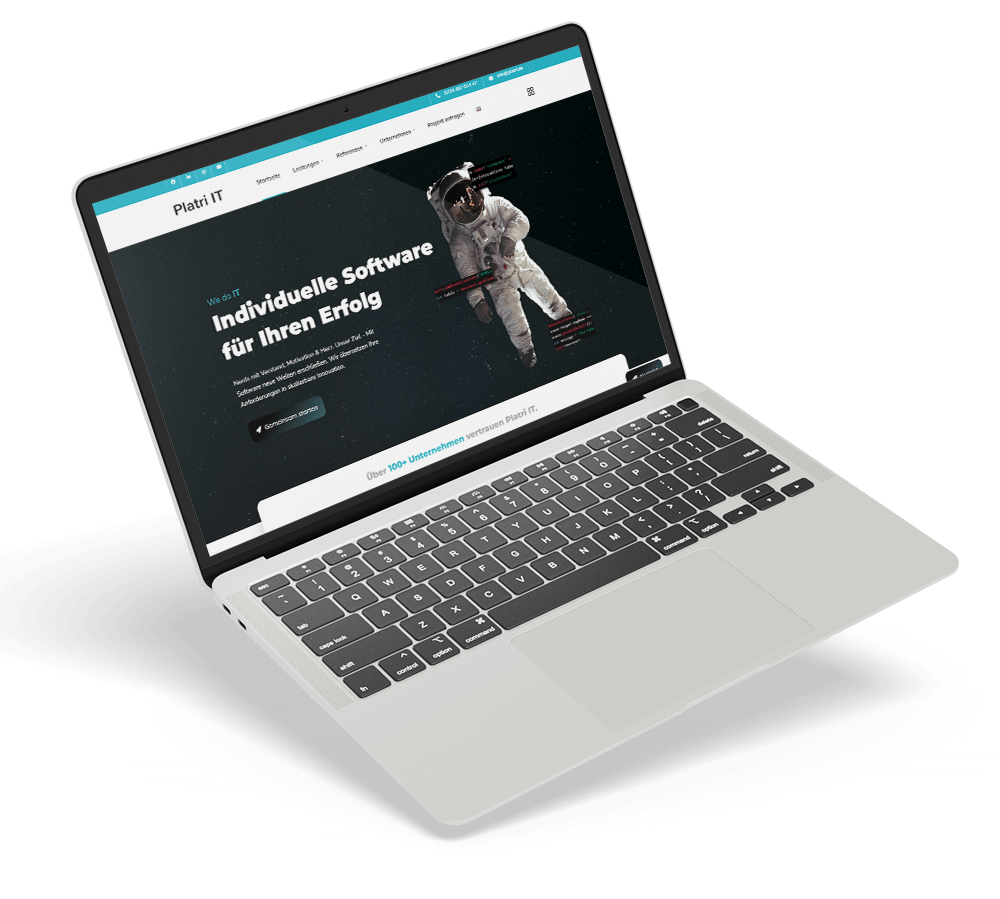 Laptop Mockup mit der Webseite vom Platri IT.
