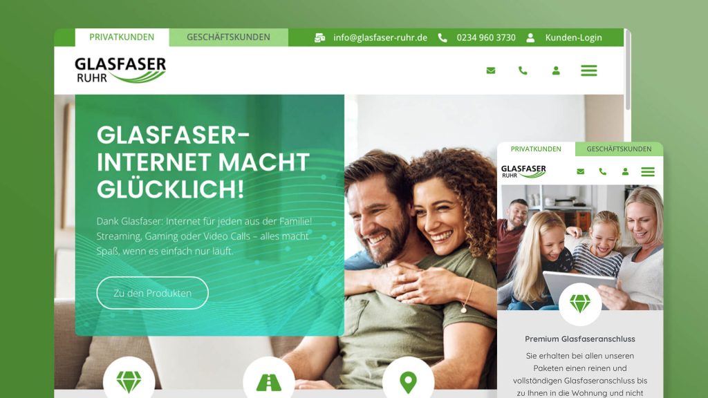 GLASFASER RUHR Webseite