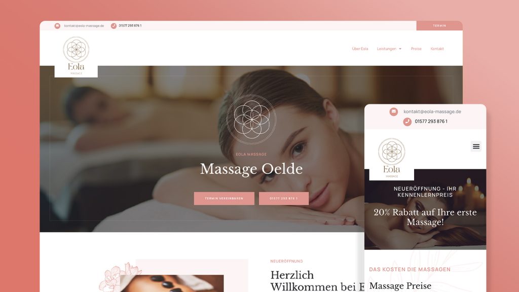 Eola Massage Webseite