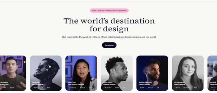 Screenshot von Behance zum Thema Webdesign Inspirationen
