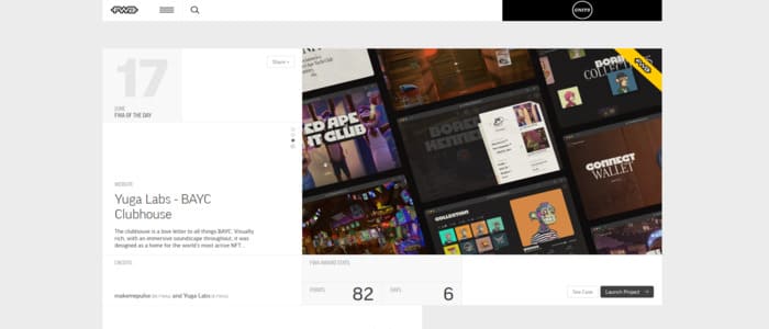 Screenshot von The FWA zum Thema Design Inspirationen