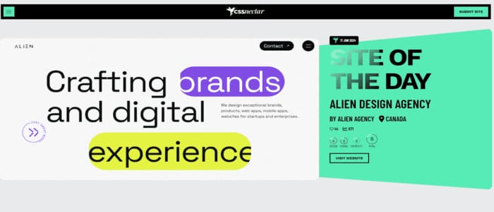 Screenshot von CSS Nectar zum Thema Design Inspirationen