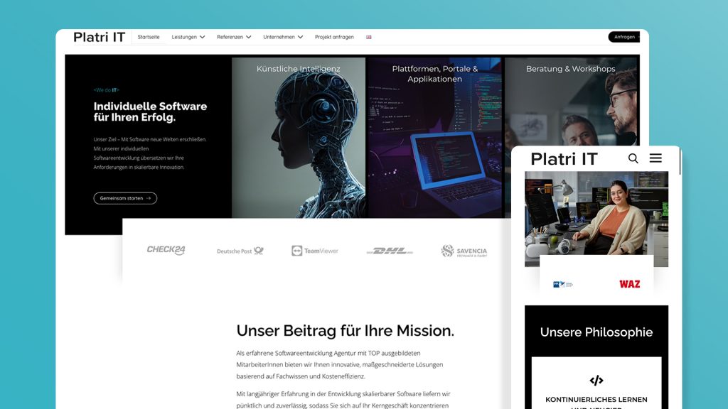 Mockup von der Platri IT Webseite