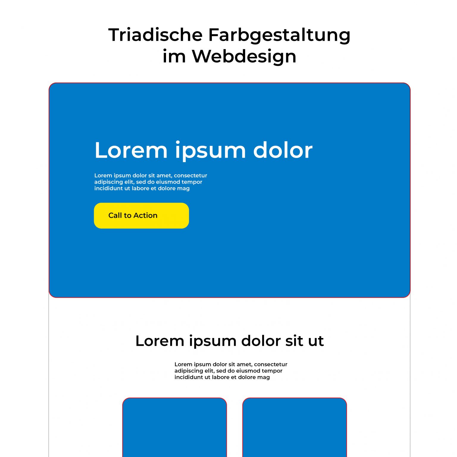 Webdesign Beispiel für triadisches Webdesign Farbharmonie.