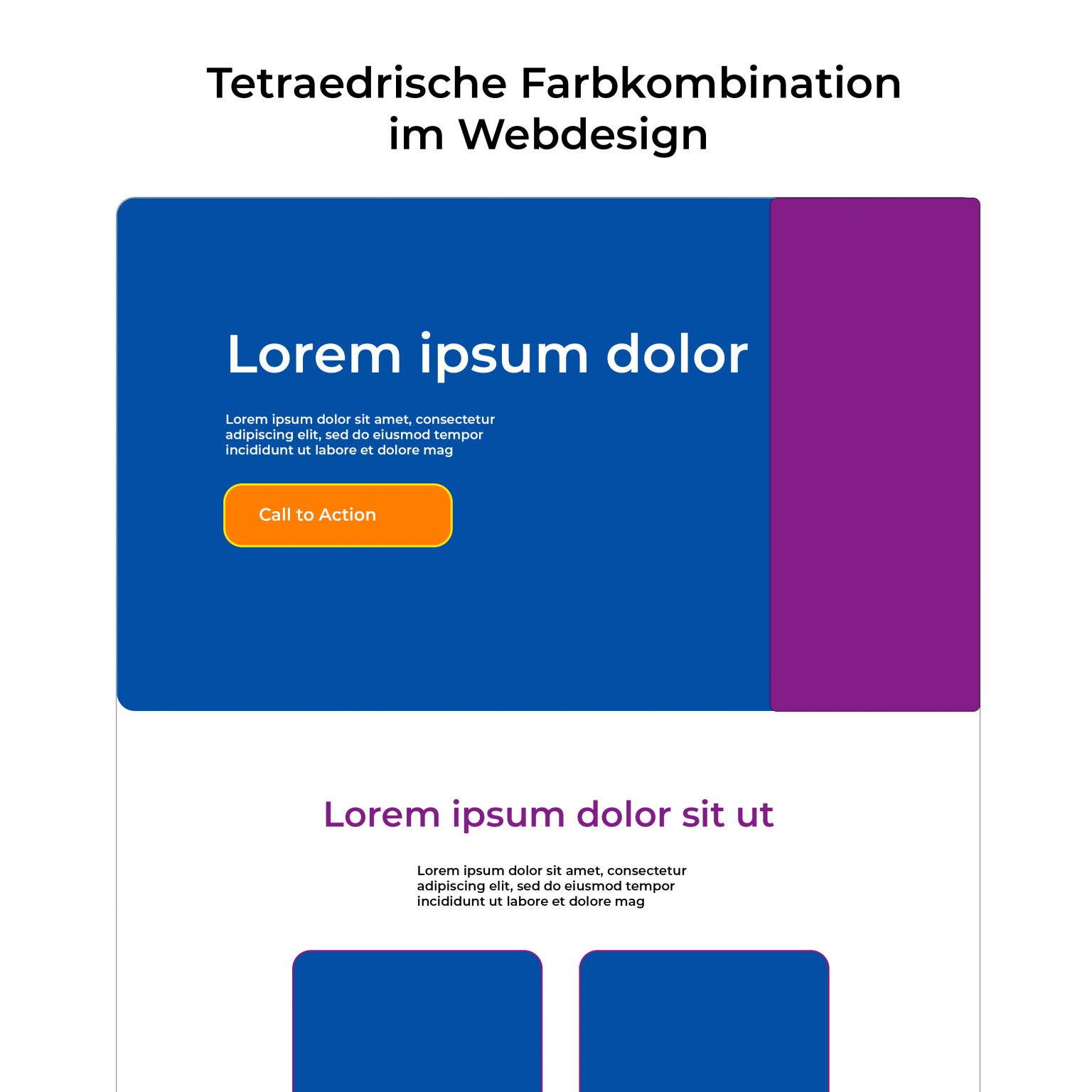 Webdesign Beispiel für tetraedrische Webdesign Farbharmonie