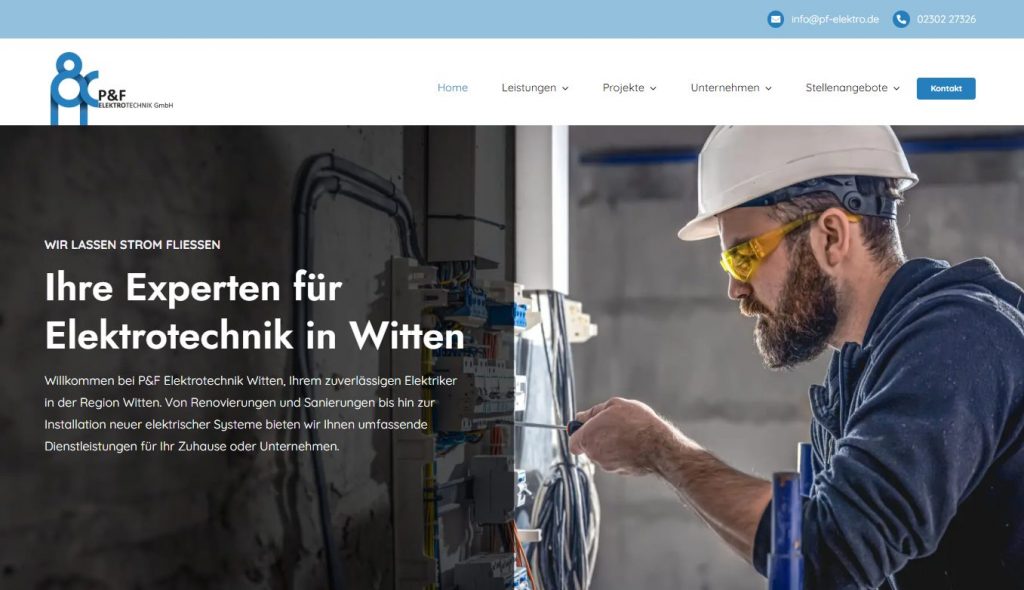 P&F Elektrotechnik Startseite.