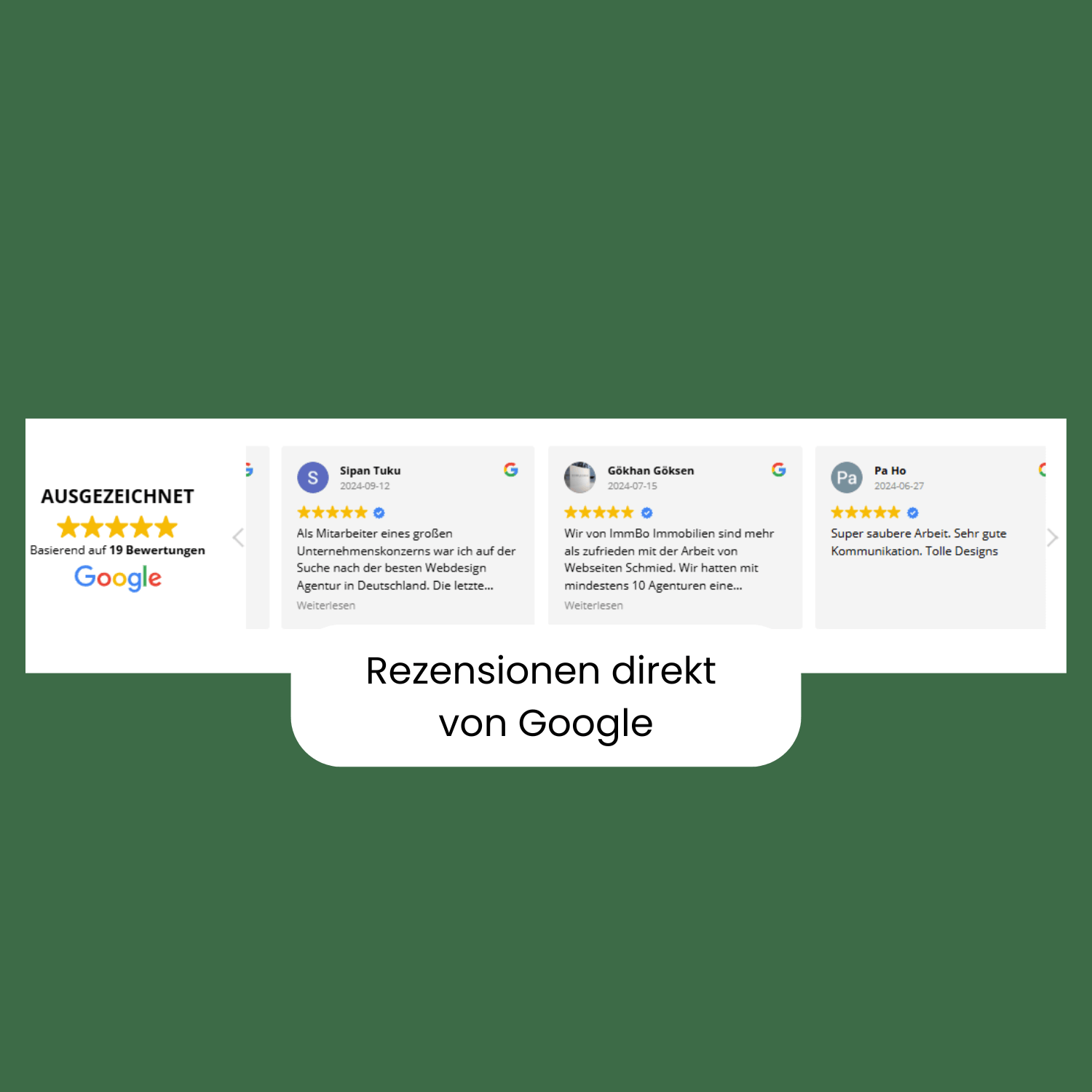 Darstellung von Rezensionen über Google
