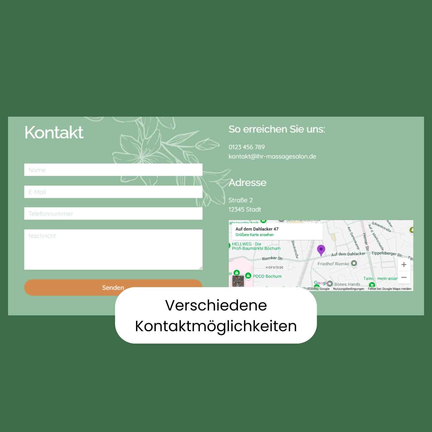 Darstellung eines Kontaktformulars
