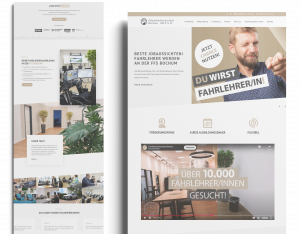 Mockup von der Startseite von der Fahrlehrerfachschule Bochum